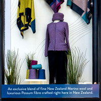Local shops showing woollen products made of possum and merino fibres