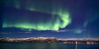 Aurora over Russeluft town, northern Norway