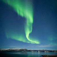 Aurora over Russeluft town, northern Norway