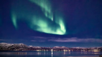 Aurora over Russeluft town, northern Norway