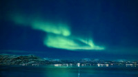 Aurora over Russeluft town, northern Norway