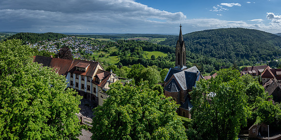View of the Evangelical church from the Dilsburg Fortress ramparts