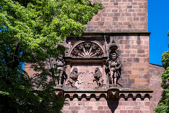 Sculpture on the gate tower of Heidelburg Castle