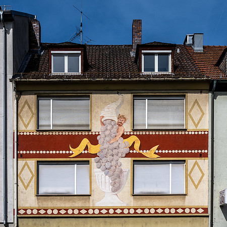 Decorative mural commemorating a local resident, Peter Eisel