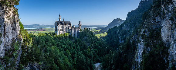 Neuschwanstein Castle panorama with morning light