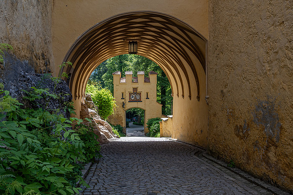 View of the rear of the entrance gate of Hohenschwangau Castle