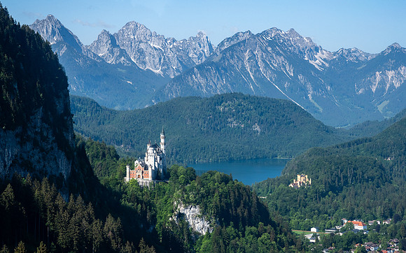 Neuschwanstein Castle and Alpsee  from the Tegelbergbahn