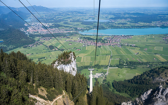 Schwangau village and Fussen from the Tegelbergbahn mountain station
