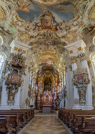 Wieskirche - panoramic view towards the altar