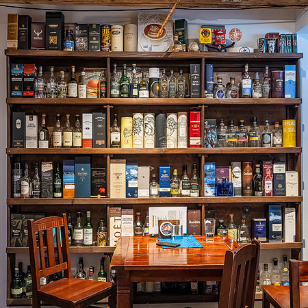 Whisky selection at the Vitushöhle Irish & Scottish Pub