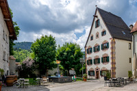 Historic building featuring Lüftlmalerei (intricate facade fresco paintings)