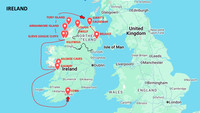 Route and places visited around Ireland