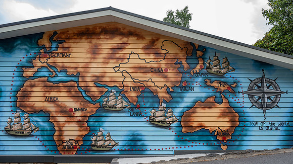 Map of Tea Routes on a tea shop in Olinda