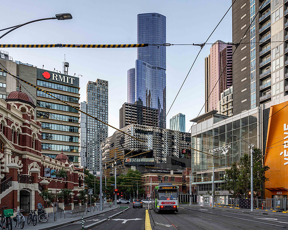 Melbourne Cityscape with Aurora Skyscraper