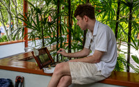 Artist inside the Chinese Garden of Friendship