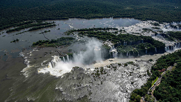 Iguazu Falls - Brazilian Side - Helicopter Shot