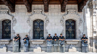 Police preparing for unrest - in front of the Archbishop's Palace