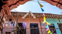 Inside of the courtyard of traditional houses converted to multi-occupancy