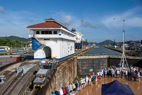 In the first of the 2 Miraflores locks
