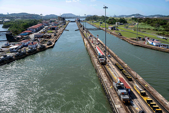 Looking back at Miraflores locks