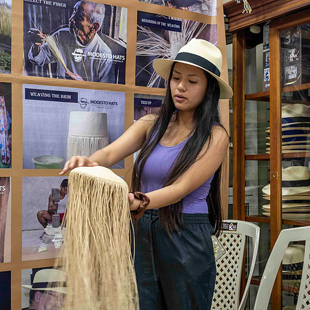 Panama hat making (Panama hats are made in Ecuador, originally for Panama canal workers)