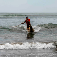 Huanchaco - demonstration of traditional fishing boat
