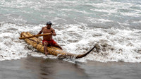 Huanchaco - demonstration of traditional fishing boat