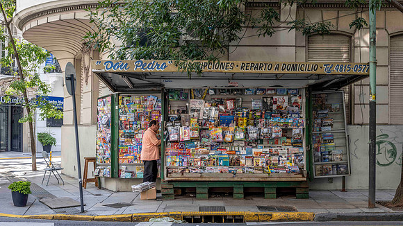 Street magazine vendor